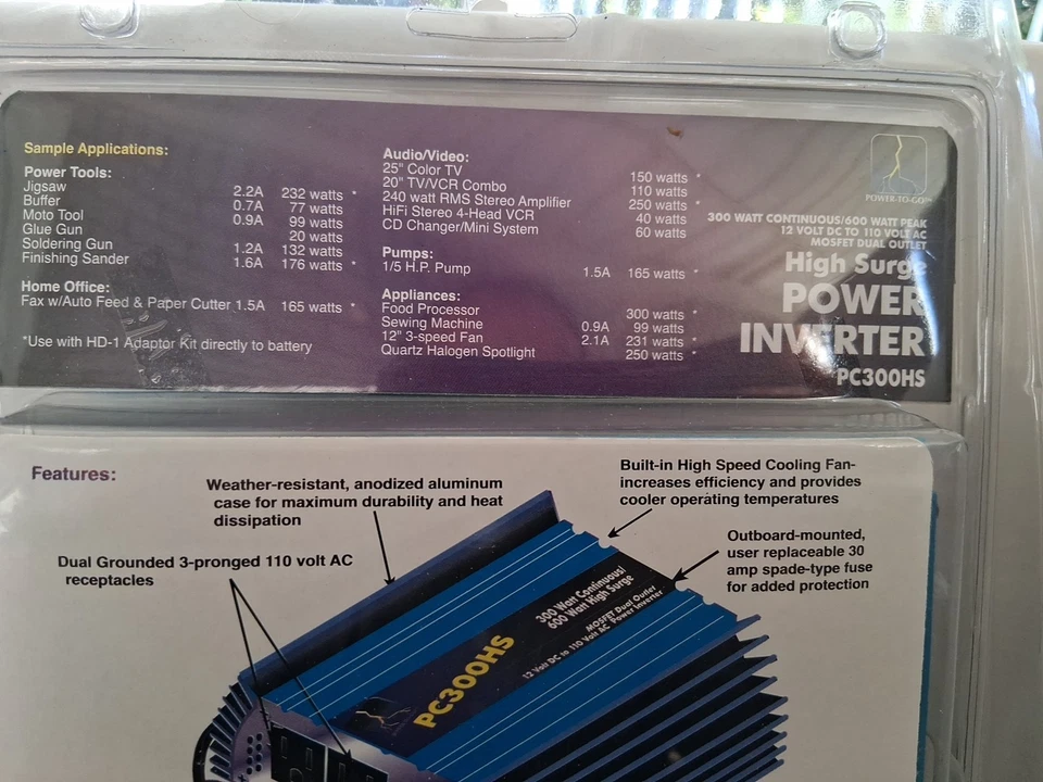 HighPower Inverter PC300xt 600 watt, 12 volt DC to 110 Volt AC 500 Watt  - Image 4 of 4