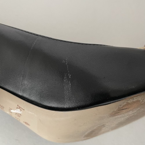 Kate Spade Leather Black Gold Bow Dijon Block Pumps Heels Size 9.5 - Picture 13 of 17