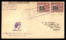 Mayfairstamps Fiji Flight 1941 Suva to USA Transpacific Air Mail Cover aax_69279