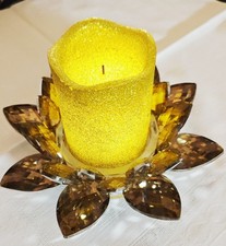 HSE-Artikel:  Kristall Kerzenhalter farbig mit LED-Kerze Farbe: gold  -neuwertig