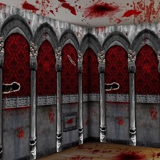 9.8 x 8.5 ft Fabric Halloween Gothic Mansion Backdrop Decoration Polyester Fa...