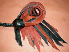 Leather Flogger, 16.5" Palm Flogger, Red w/ Black Handcraft USA