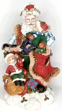Vintage Christmas Santa Claus With Children Figurine Abbott Collection 1990s