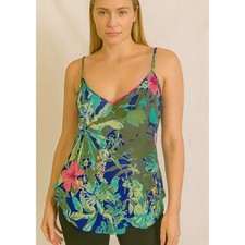 ASTR top blouse the Label high low semi sheer palm leaf Tropical blouse SZ M