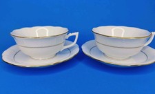 Herend Golden Edge Set Of 2 Tea Coffee Cup And Saucer Mint Hungary Gold Trim