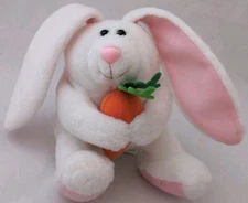 Vintage Stuffins 4" White Bunny Rabbit Carrot 1997 Stuffed Animal Plush