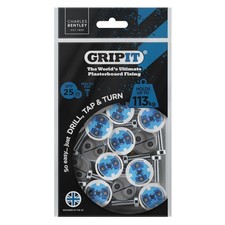 GRIPIT 25mm Plasterboard Fixing - 25 Pack (Blue) Stud Wall Anchor Max Load 113kg