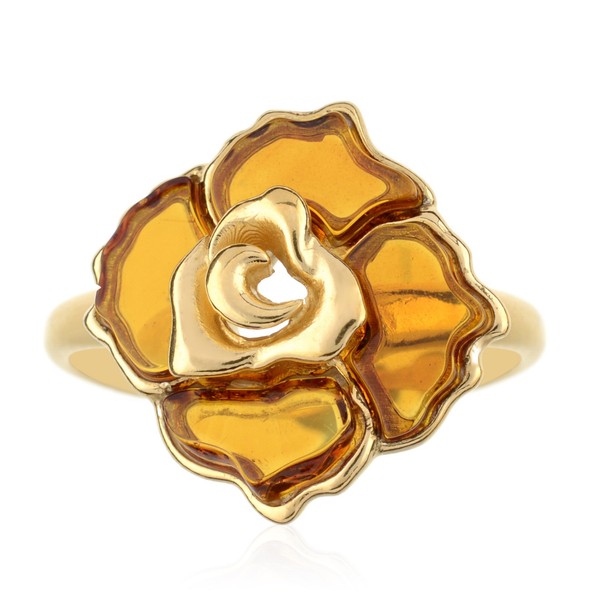 Cavill Damen Ring 925 Silber Vergoldet 1,73Ct Bernstein Cognac Rose-image