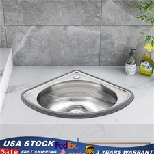 Stainless Steel Small Wall Mount Corner Bathroom Sink With Overflow Triangle