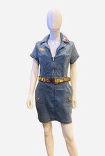 Women's  Guess Denim Dress w Zipper & Belt Custom Wonder Woman Design Sz Large