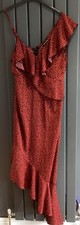 pretty little thing Black And Red Asymmetrical V Neck Long Dress Size 12