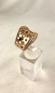 Authentic Vintage Silver 925 Mischa Jewellery Ring with precious stones 18ct Gold Plated