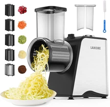 Electric Cheese Grater - 250W Electric Slicer Shredder Salad Maker with 5 Blades