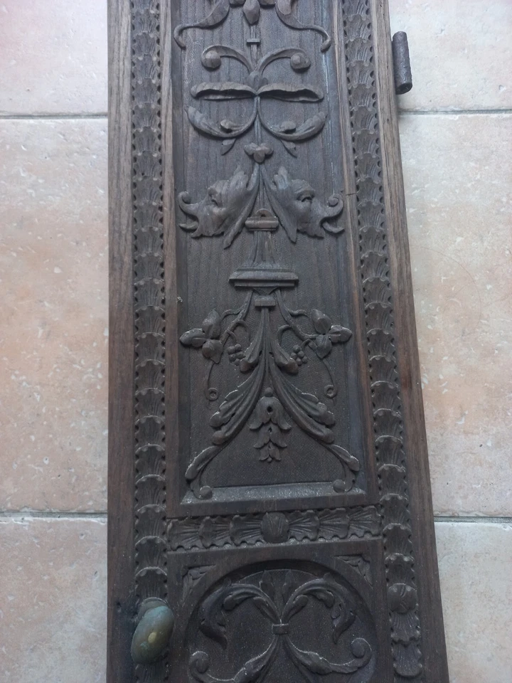 ancienne grande porte bois sculpté massif chateau eglise meuble ancien - Photo 3/4
