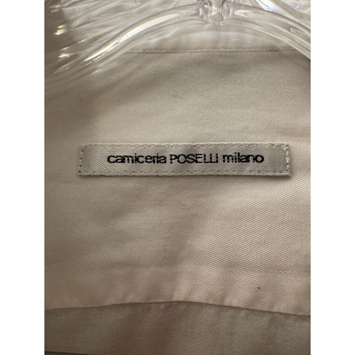 Camiceria Poselli Milano Men's Italian Cotton White Button Down Shirt Size 16/41 - Imagen 4 de 12