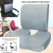 2 PC SET Premium Memory Foam Lumbar Back & Seat Cushion Pillow 4 Large Chairs