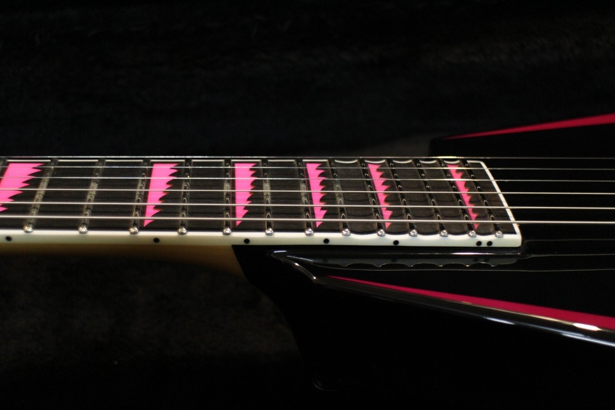 Open Box Edwards E-AL-166 Pink Sawtooth Black Electric Guitar