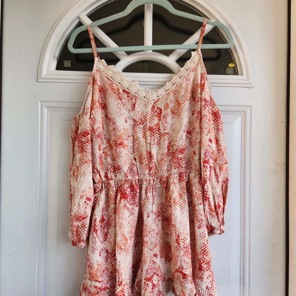 Mameluco de una pieza en crema para mujer talla mediana piel de serpiente resort vacaciones bohemio abierto Foto 4 de 4