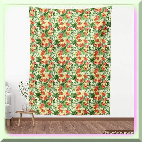 TropicBloom Fabric: Vibrant Exotic Pattern, Plumeria Hibisc - Picture 5 of 7