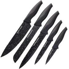 Mayer & Boch 6-Piece Kitchen Knife Set-Black Stainless Steel Cooking Knives