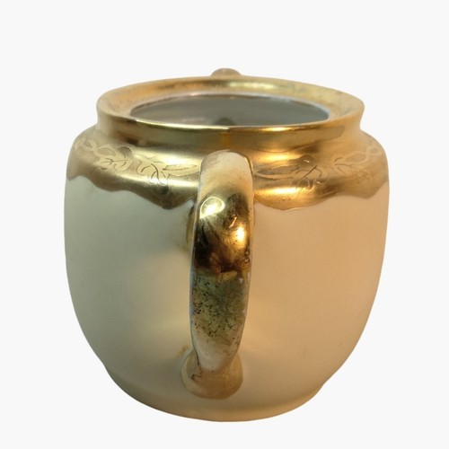 Vintage Keramik Zuckerdose opalisierend Goldsäure geätzte Randgriffe - Bild 5 von 10