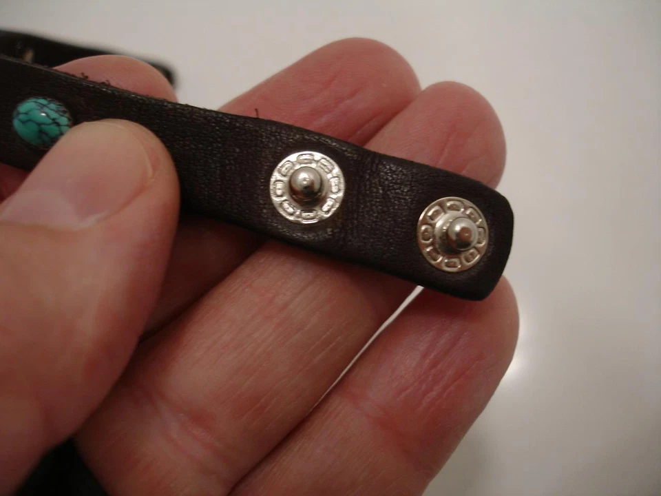 Pulsera de cuero marrón cabina redonda turquesa L Kingman L Laura Ingalls para mujer y hombre Foto 4 de 4