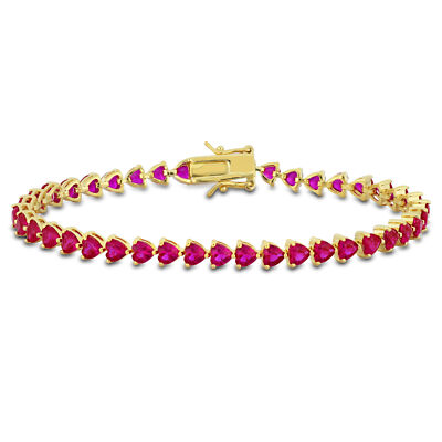 Amour Gelbgold 12 1/3 kt TGW erstellt Herzschliff Rubin Armband - 7,5 Zoll