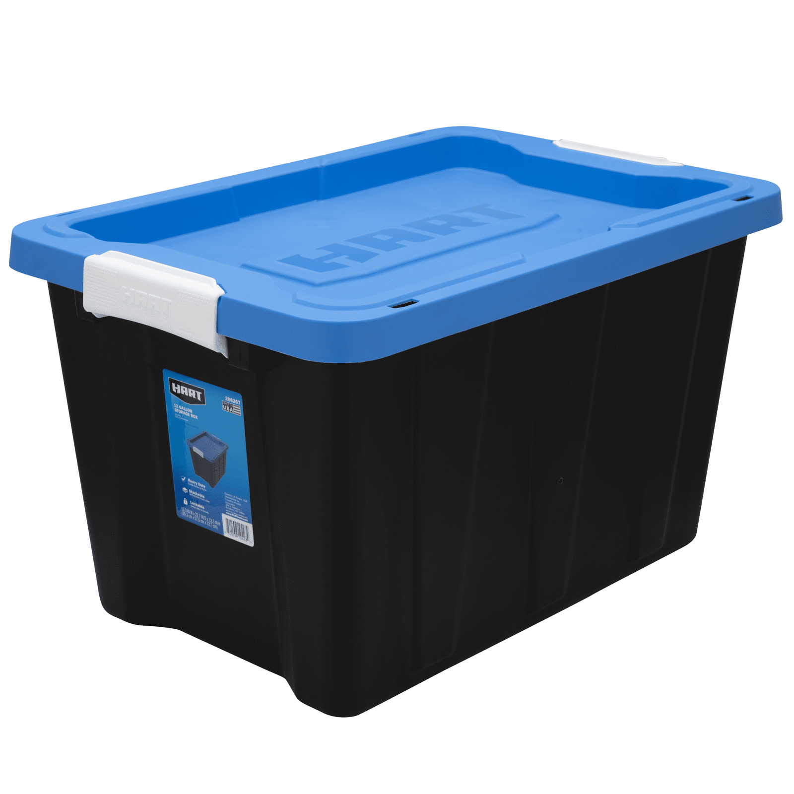 HART 12-Gallon Heavy-Duty Black Latching Storage Bin Container