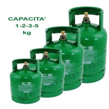 BOMBOLA GAS PROPANO GPL RICARICABILE Kg 1-2-3-5 CAMPEGGIO FORNELLO BARBECUE TUBO
