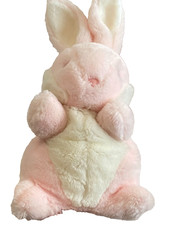 Vtg 1985 Plush Pastel Pink Bunny Hand PUPPET by 24K Polar Puff Special Effects