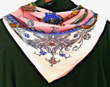 35"x35"Pink Saddle Print Pure Mulberry Satin Silk 16momme Scarf 88x88cm 4-72