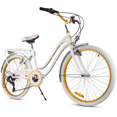 SUN BABY Heart Bike Mädchenfahrrad 24 Zoll, Fahrrad für Mädchen ab 8 Jahre, 7-Ga
