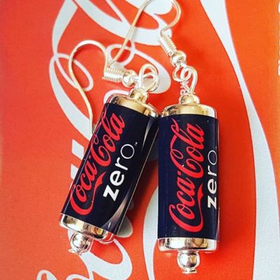 Unique COKE ZERO EARRINGS handcrafted drink SODA retro COCA COLA miniature CAN 