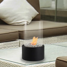Northlight Bio Ethanol Round Fireplace with Black Base - 10.5"