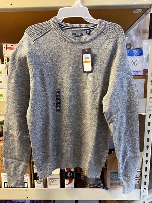 (Men's SMALL) Izod Gray Crew Sweater Acrylic Harbor Mist