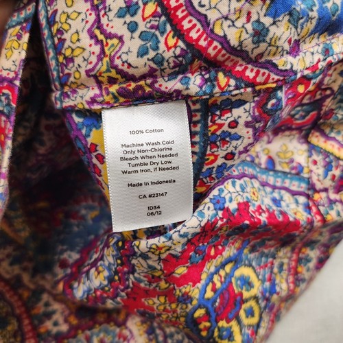 Talbots Top Shirt Petite 12P Multi Floral Print Colorful Long Sleeve Cotton - Picture 7 of 8