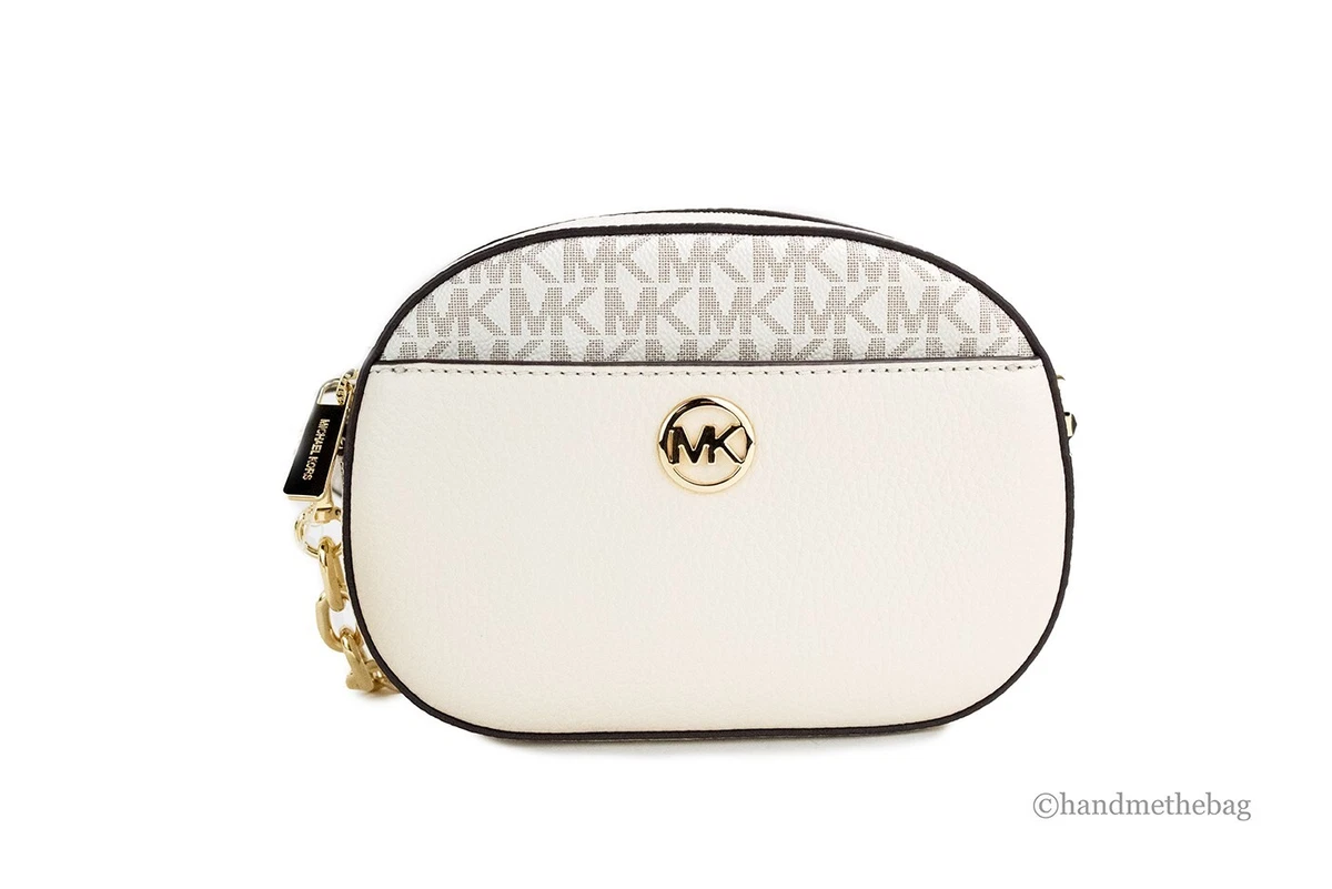 Michael Kors Brown/Beige Logo Jacquard Fabric and Faux Leather