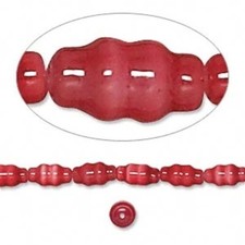 1 Std 56 Cranberry Cat's Eye Fiber Optic Glass 8x4mm Fluted Beads  