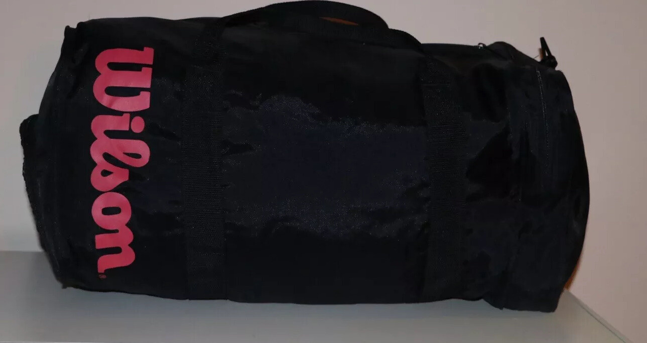 Vintage Wilson Duffel Bag Black Red Gym Duffle Travel Gem