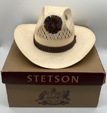 Vintage Stetson Cowboy Western Hat Natural Straw 6X- Size 7 RARE With Box     