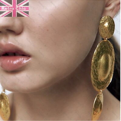 Große Gold Ohrringe Statement Zara Dupe ex lang 11 cm groß Ohrring goldfarben Boho