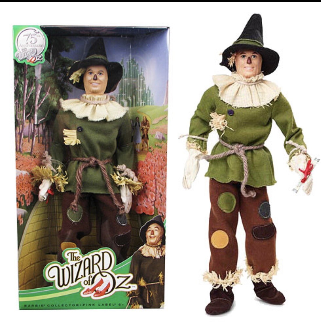 75th Anniversary The Wizard Of Oz Barbie Scarecrow Ken Doll BNIB