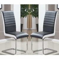 Symphony Black And White Faux Leather Dining Chairs In Pair