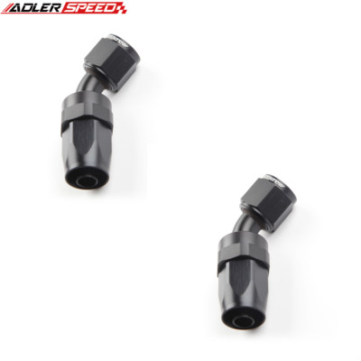US 2pc AN-10 AN10 45 Deg Swivel Oil Fuel Gas Line Hose End Fitting Adapter Black