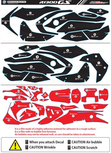 BMW R1300GS Tri M color motorcycle stickers decals graphics set - Picture 16 of 24