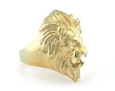 Lion Ring Adjustable Wild Animal King of Beasts Raw brass 20mm 10US inner size 