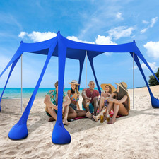 Beach Tent Sun Shelter 10X10Ft, Shade Canopy, Sunshade UPF50 with 8 Sandbags, S