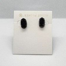 New Kendra Scott Ellie Gunmetal Stud Earrings In Black Drusy