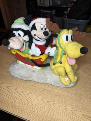 Disney Mickey Pluto Goofy Christmas Decoration, Sound, Motion Works As Should