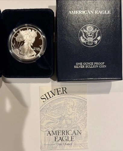2000 P American Eagle One Ounce Proof Silver Bullion Coin Box & COA